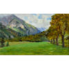 "Alpine landscape" - Oil painting on tablet by Giuseppe Sauli